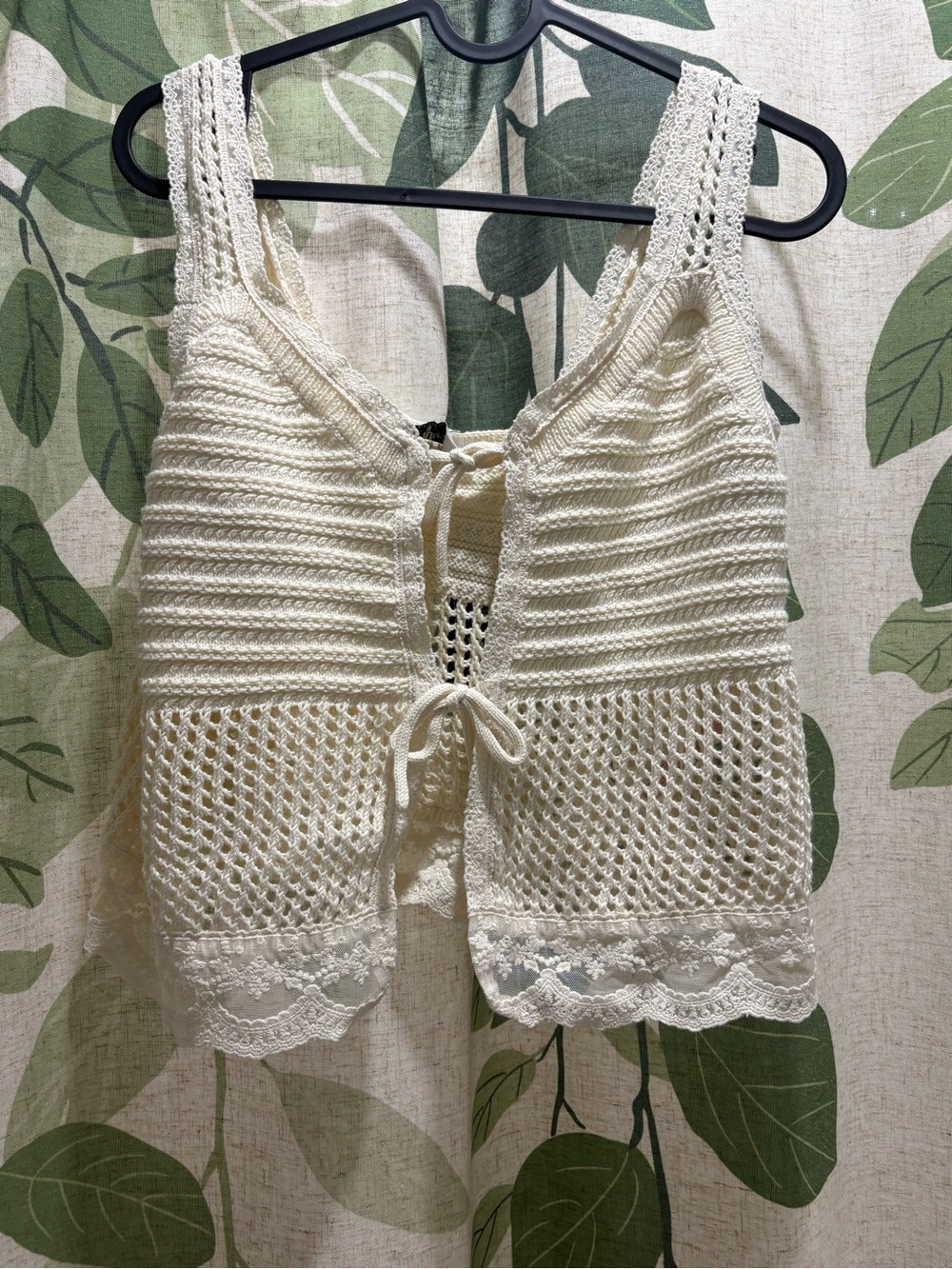 Primark Ivory Crochet Tie-Front Tank